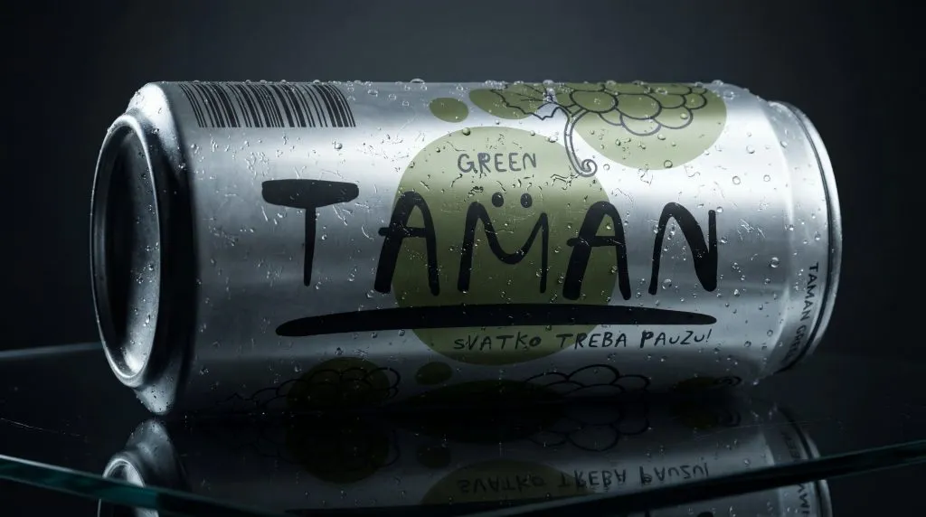 TAMAN Green limenka gemišta s kapljicama vode